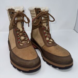 Sorel Women's Lennox Lace Up Cozy Waterproof Boots Size 9.5 In Tan New W/O Box